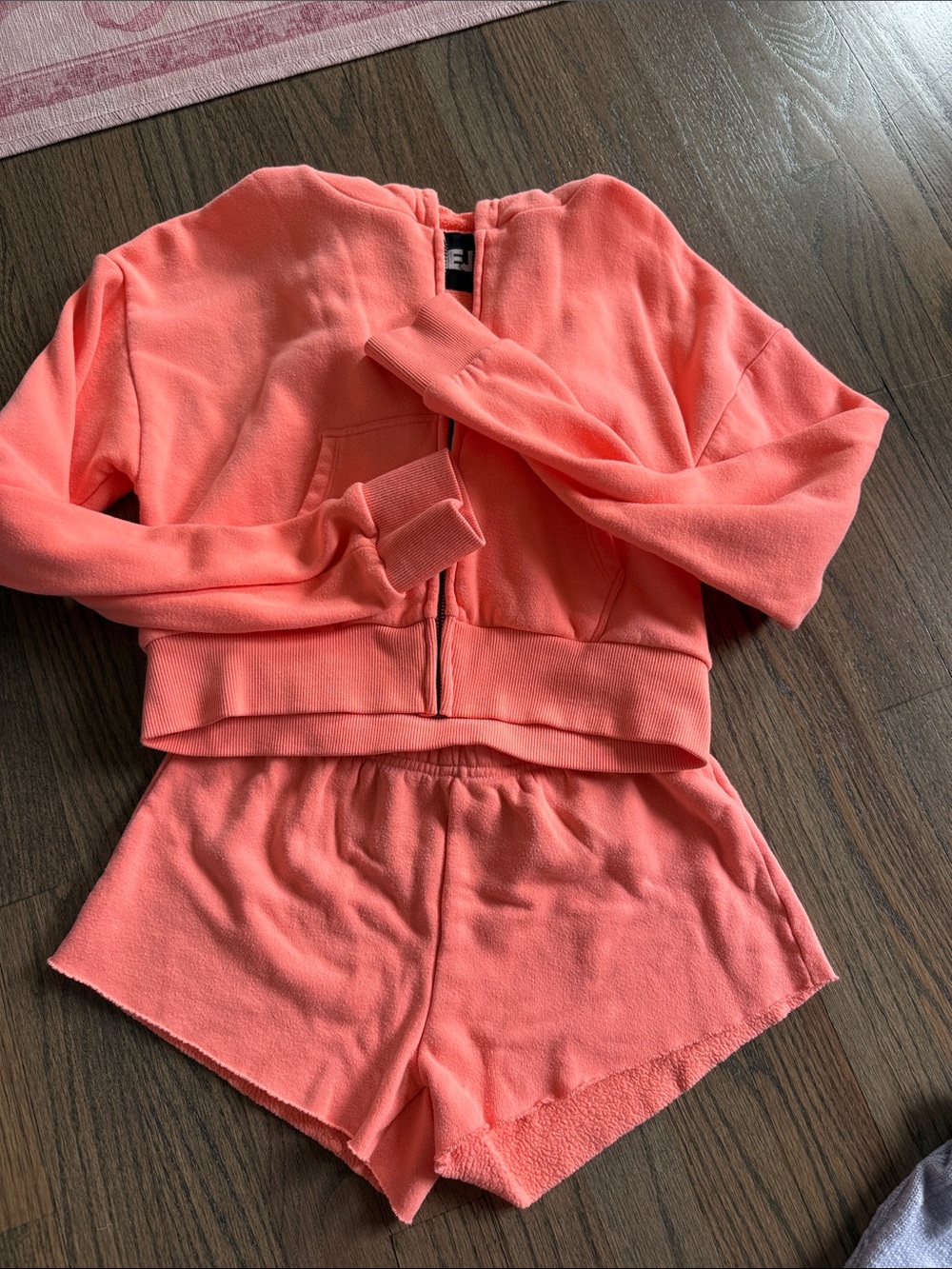 Katie J Neon Coral Two-Piece Lounge Set